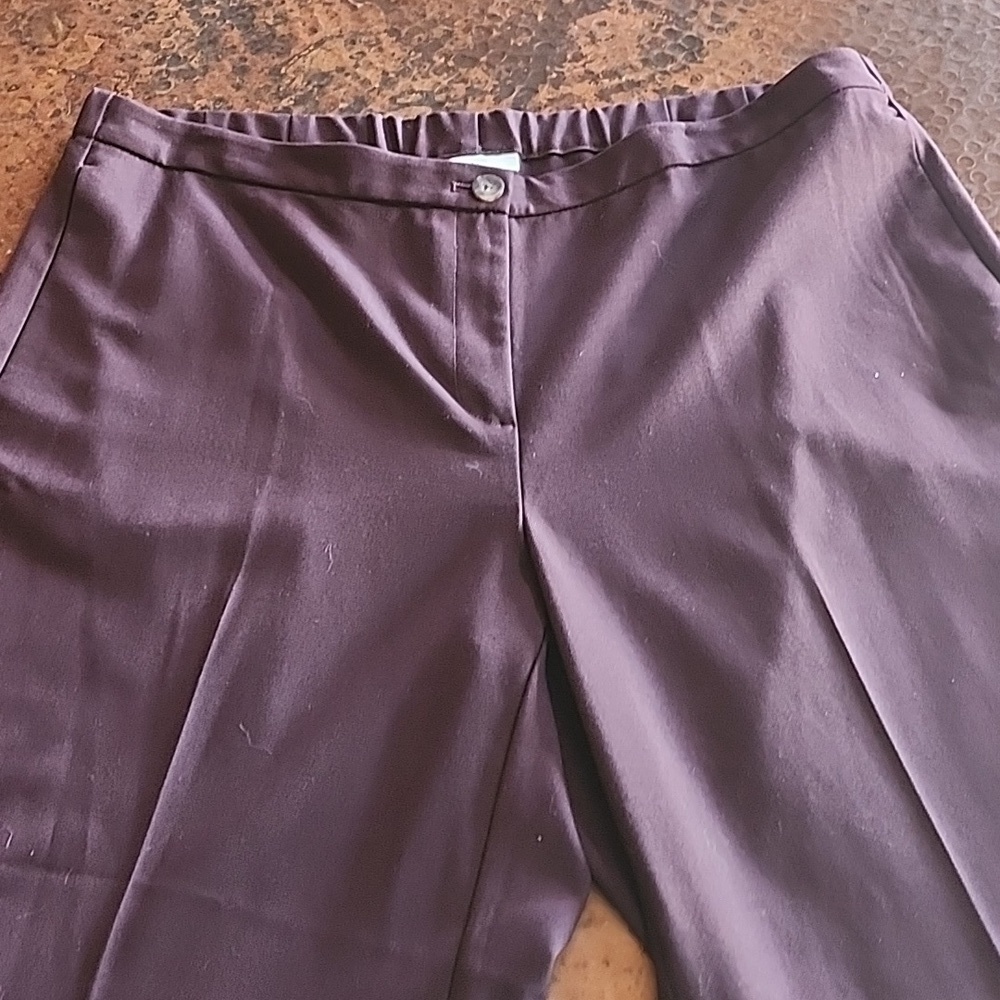 J. Jill Womens Burgundy Plum Straight Leg Elastic Back Dress Pants Size 18